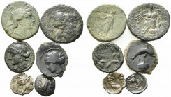 Magna Graecia and Sicily, lot of 6 AR and Æ coins, to be catalog. Lot sold as is, no return