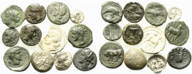 Sicily, lot of 12 AR and Æ coins, to be catalog. Lot sold as is, no return