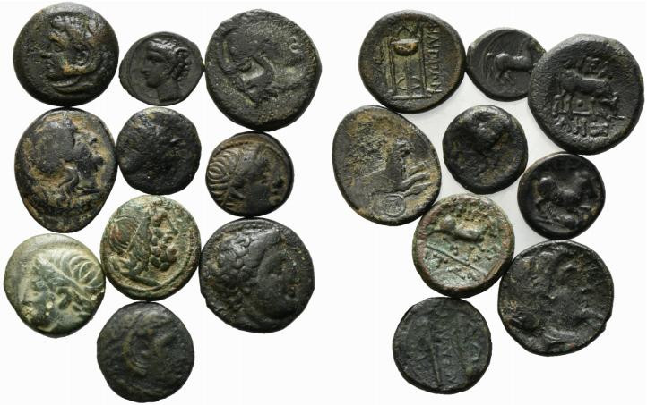 Lot of 10 Greek Æ coins, to be catalog. Lot sold as is, no return