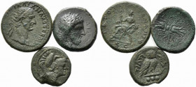 Lot of 3 Greek (Apulia, Teate and Sicily, Kentoripai) and Roman Imperial (Trajan) Æ coins, to be catalog. Lot sold as is, no return