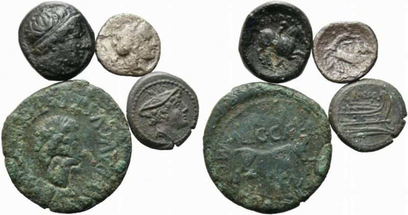 Mixed lot of 4 AR and Æ coins, including Greek and Roman Republican, to be catal...