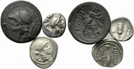 Mixed lot of 3 AR and Æ coins, including Greek and Roman Republican, to be catalog. Lot sold as is, no return