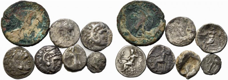 Lot of 7 Greek and Roman AR and Æ coins, to be catalog. Lot sold as is, no retur...