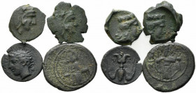 Mixed lot of 4 Æ coins, including Greek and Byzantine, to be catalog. Lot sold as is, no return