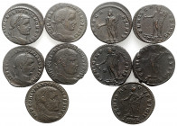 Lot of 5 Roman Imperial Æ Folles, including Maximianus and Maximinus II. Lot sold as is, no return