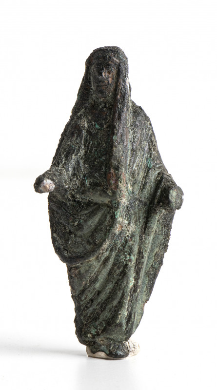 Roman bronze statuette of a velate man, resembling to Augustus as Pontifex Maxim...