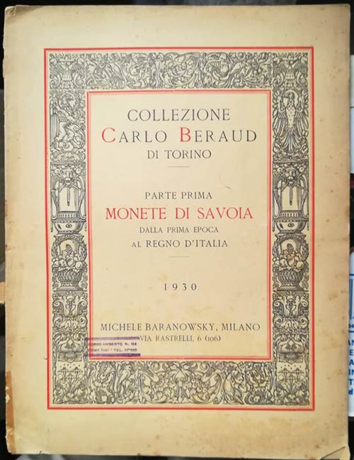 BARANOWSKY Michele - Milano, 16-17 giugno 1930. Collezione Carlo BERAUD di Torin...