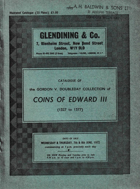 Glendining & Co., Catalogue of the Gordon V. Doubleday Collection of Coins of Ed...