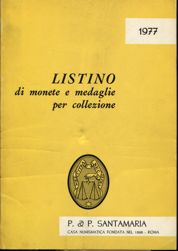 SANTAMARIA P&P. Listino a prezzi fissi 1977. Monete greche, romane, medioevali, ...