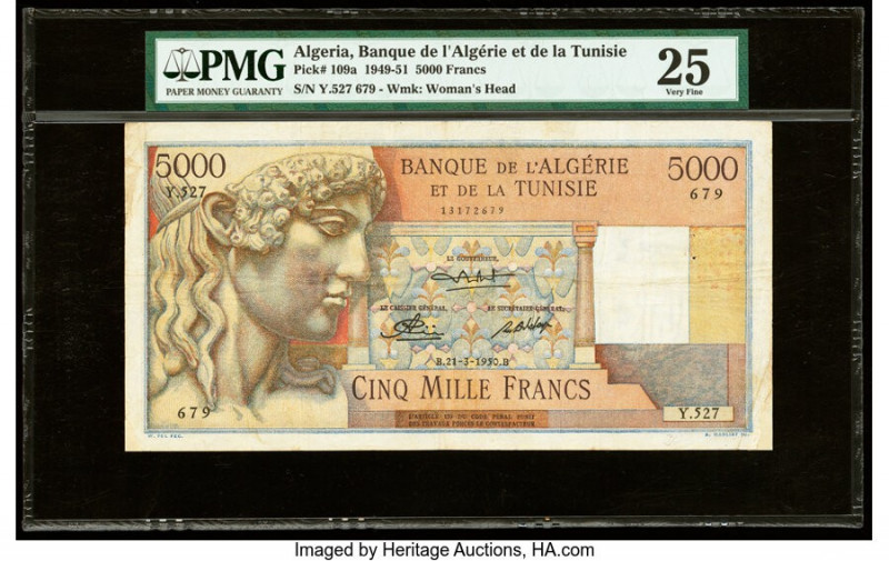 Algeria Banque de l'Algerie et de la Tunisie 5000 Francs 21.3.1950 Pick 109a PMG...