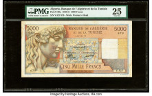 Algeria Banque de l'Algerie et de la Tunisie 5000 Francs 21.3.1950 Pick 109a PMG Very Fine 25. Repairs and corners added are noted on this example.

H...