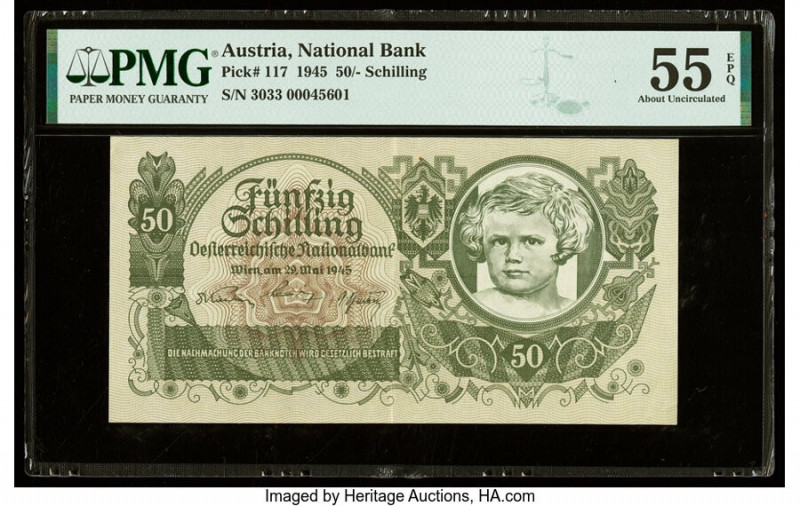 Austria Austrian National Bank 50 Schilling 29.5.1945 Pick 117 PMG About Uncircu...