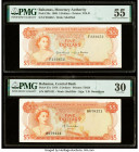 Bahamas Monetary Authority 5 Dollars 1968; 1974 Pick 29a; 37a Two Examples PMG About Uncirculated 55; Very Fine 30. Minor ink is present on Pick 29a. ...