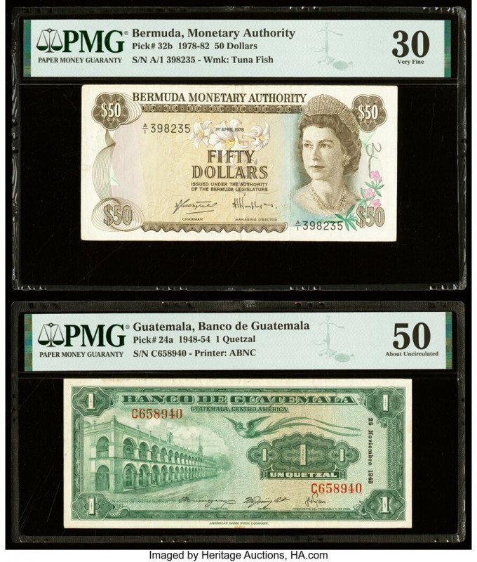 Bermuda Monetary Authority 50 Dollars 1.4.1978 Pick 32b PMG Very Fine 30; Guatem...