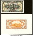 Brazil Banco do Brasil 10 Mil Reis 8.1.1923 Pick 114fp; 114bp Front and Back Proofs Crisp Uncirculated. Partial POCs present on Front Proof. Back Proo...