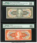 Brazil Tesouro Nacional 500; 1000 Cruzeiros ND (1955-60); ND (1960) Pick 164b; 165 Two Examples PMG About Uncirculated 55; Gem Uncirculated 65 EPQ. Lo...