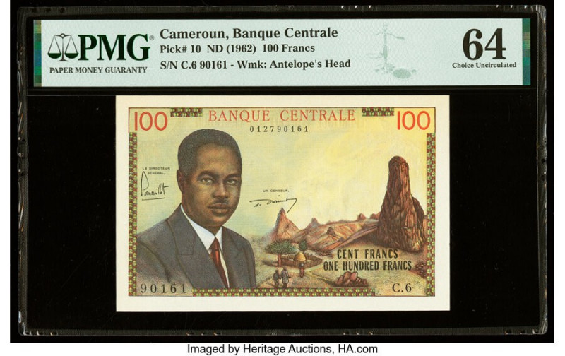Cameroon Banque Centrale 100 Francs ND (1962) Pick 10 PMG Choice Uncirculated 64...
