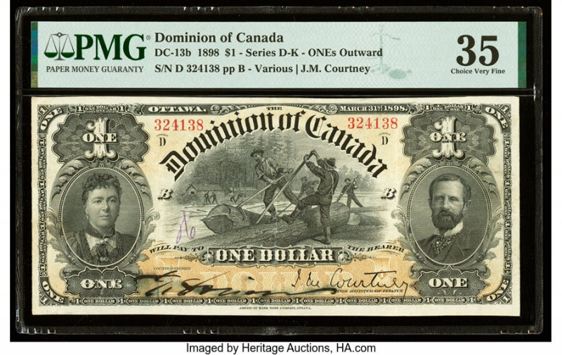 Canada Dominion of Canada $1 31.3.1898 DC-13b PMG Choice Very Fine 35. Minor ink...