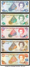 Matching Serial Numbers C/1 000401 Cayman Islands Monetary Authority Group Lot of 5 Examples Mostly Crisp Uncirculated. The $25 has a counting flick o...