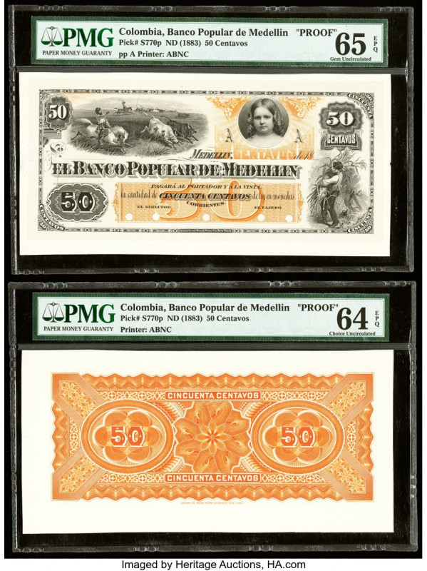 Colombia Banco Popular de Medellin 50 Centavos ND (1883) Pick S770p Front and Ba...