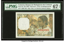 Comoros Banque de Madagascar et des Comores 100 Francs ND (1963) Pick 3b PMG Superb Gem Unc 67 EPQ. 

HID09801242017

© 2022 Heritage Auctions | All R...