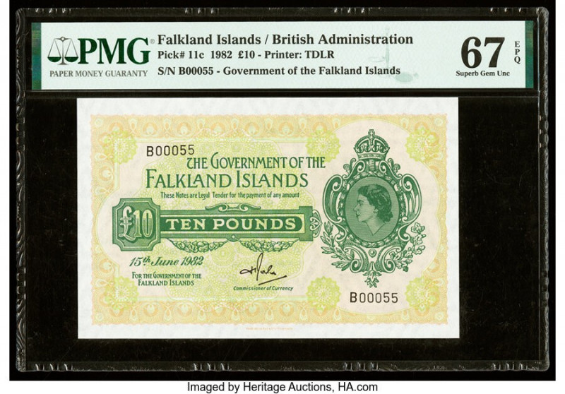 Low Serial Number 00055 Falkland Islands Government of the Falkland Islands 10 P...