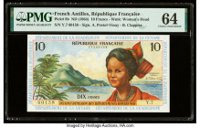 French Antilles Institut d'Emission des Departements d'Outre-Mer 10 Francs ND (1964) Pick 8b PMG Choice Uncirculated 64. 

HID09801242017

© 2022 Heri...