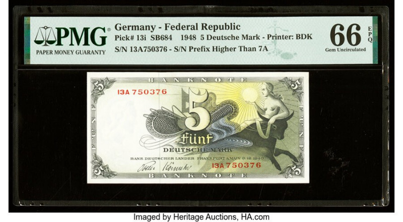 Germany Federal Republic Bank Deutscher Lander 5 Deutsche Mark 9.12.1948 Pick 13...