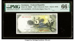 Germany Federal Republic Bank Deutscher Lander 5 Deutsche Mark 9.12.1948 Pick 13i PMG Gem Uncirculated 66 EPQ. 

HID09801242017

© 2022 Heritage Aucti...