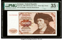 Germany Federal Republic Deutsche Bundesbank 500 Deutsche Mark 2.1.1960 Pick 23a PMG Choice Very Fine 35 EPQ. 

HID09801242017

© 2022 Heritage Auctio...