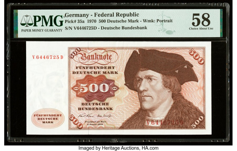Germany Federal Republic Deutsche Bundesbank 500 Deutsche Mark 2.1.1970 Pick 35a...