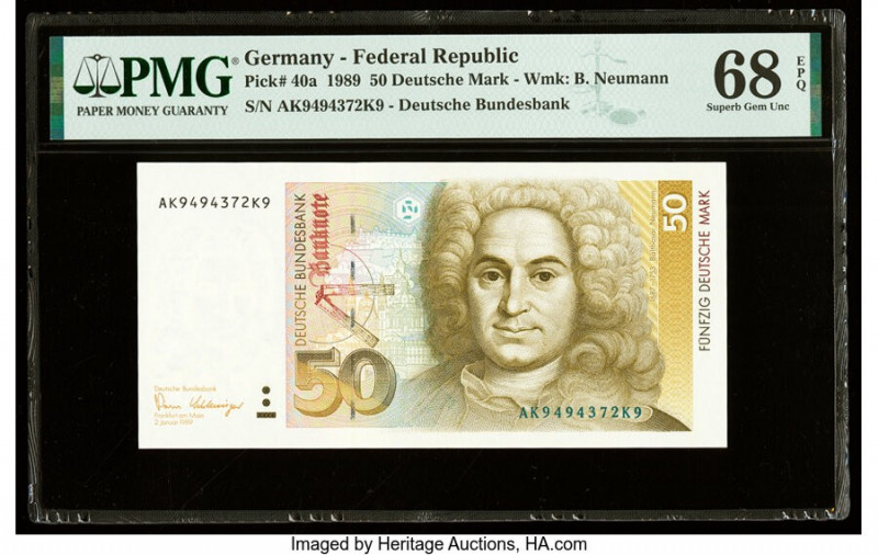 Germany Federal Republic Deutsche Bundesbank 50 Deutsche Mark 2.1.1989 Pick 40a ...