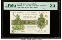 Great Britain Treasury Note 10 Shillings ND (1928) Pick 360 PMG Choice Very Fine 35. Stains are noted on this example.

HID09801242017

© 2022 Heritag...