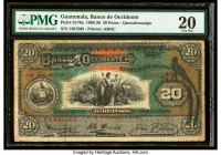 Guatemala Banco de Occidente 20 Pesos 2.6.1919 Pick S179a PMG Very Fine 20. Good color is noted on this example.

HID09801242017

© 2022 Heritage Auct...