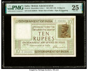 India Government of India 10 Rupees ND (1917-30) Pick 6 Jhun3.6A.1 PMG Very Fine 25 Net. Spindle holes at issue and mounting remnants attached.

HID09...