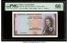 Malta Central Bank of Malta 5 Pounds 1967 (ND 1968) Pick 30 PMG Gem Uncirculated 66 EPQ. 

HID09801242017

© 2022 Heritage Auctions | All Rights Reser...