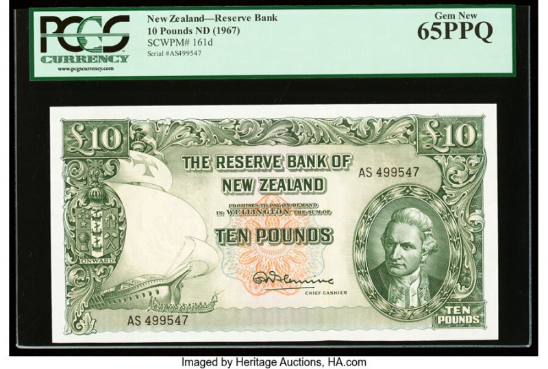 New Zealand Reserve Bank of New Zealand 10 Pounds ND (1960-67) Pick 161d PCGS Ge...