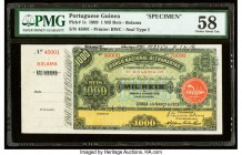 Portuguese Guinea Banco Nacional Ultramarino, Guine 1 Mil Reis 1.3.1909 Pick 1s Specimen PMG Choice About Unc 58. Note unaffected by issues in counter...