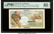 Saint Pierre and Miquelon Caisse Centrale de la France d'Outre-Mer 1 Nouveau Franc on 50 Francs ND (1960) Pick 30b PMG Gem Uncirculated 65 EPQ. 

HID0...