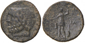 SICILIA Palermo - AE (periodo romano, circa 214 a.C.) Testa di Giove a s. - R/ Soldato stante a s. - AE (g 6,28)