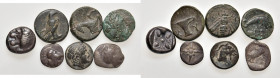 Lotto di sette monete greche di piccolissimo modulo, da classificare