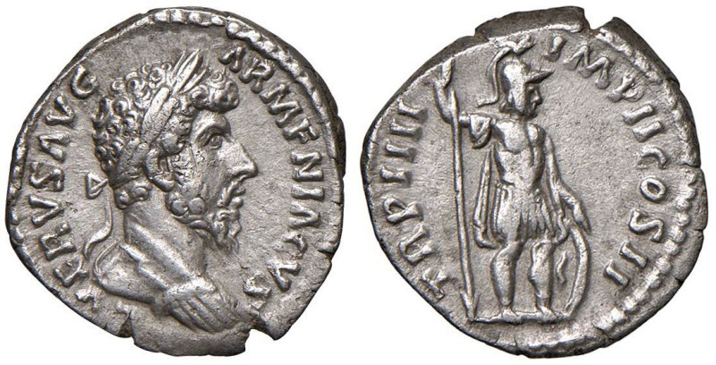 Lucio Vero (161-167) Denario - Busto laureato a d. - R/ Marte stante a d. - RIC ...