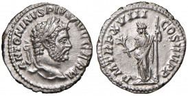 Caracalla (211-217) Denario - Busto laureato a d. - R/ La Pace stante a s. - RIC 176 AG (g 2,80)