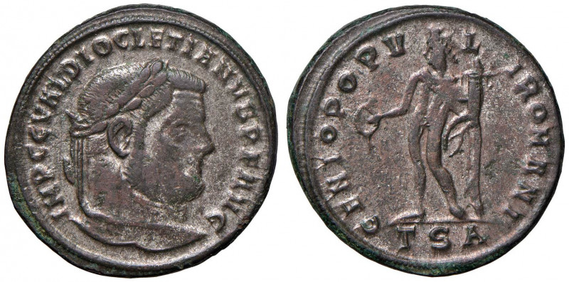 Diocleziano (284-305) Follis (Thessalonica) Busto laureato a d. - R/ Genio stant...