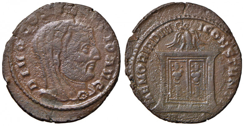 Costanzo (305-307) Follis (zecca?) Busto velato a d. - R/ Tempietto - AE (g 6,52...