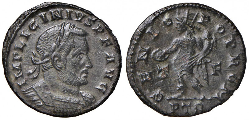 Licinio (308-324) Follis (Treviri) Busto laureato a d. - R/ Genio stante a s. - ...