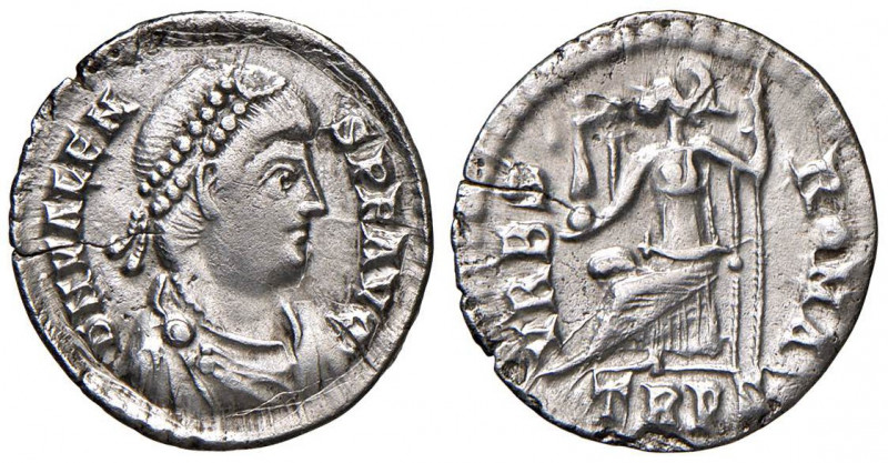 Valente (364-378) Siliqua (364-378) Busto diademato a d. - R/ Roma seduta a s. -...