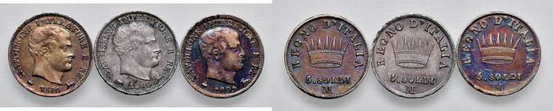 Napoleone (1805-1814) Milano - 5 Soldi 1809 e 1810 (2) - AG Lotto di tre monete ...