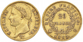Napoleone (1805-1814) Torino - 20 Franchi 1809 - Gig. 14 AU (g 6,42) RRR Modesti depositi