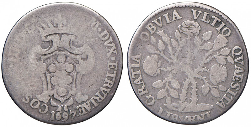 LIVORNO Cosimo III (1670-1723) Quarto di pezza della rosa 1697 - MIR 68/1 AG (g ...